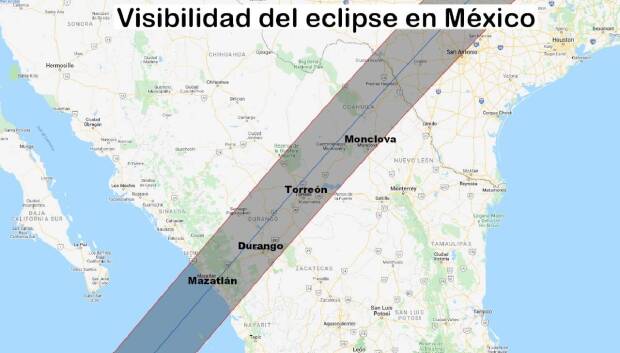 De acuerdo con la Universidad Nacional Autónoma de México (UNAM) esta es la ruta que tomará el eclipse solar en 2024.