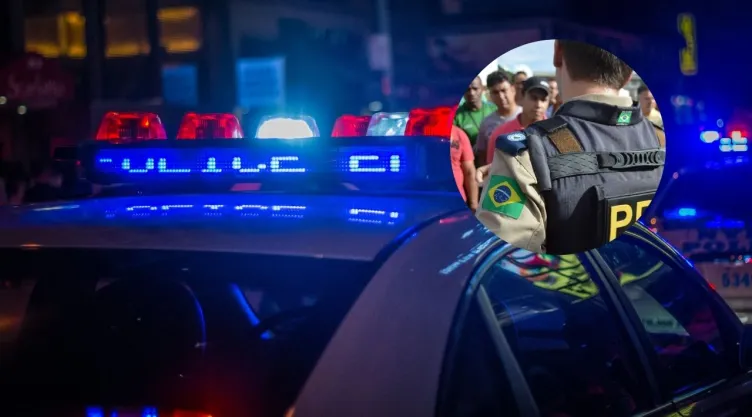 Patrulla de policía y agente de policía de Brasil.