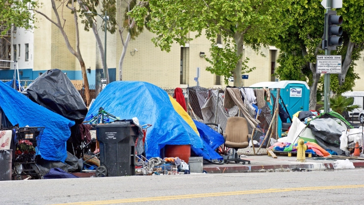 Campamento de homeless en Los Ángeles, California