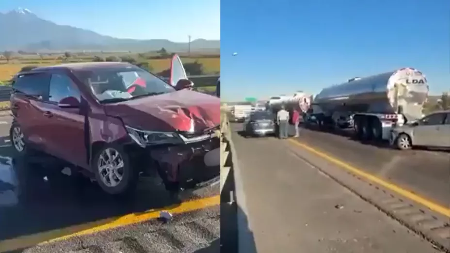 VIDEO: Tráiler desató carambola y paralizó la autopista Orizaba–Puebla hoy; se llevó 7 vehículos