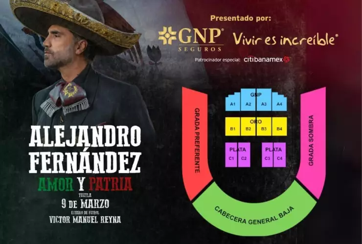 Precios para el concierto de Alejandro Fernández