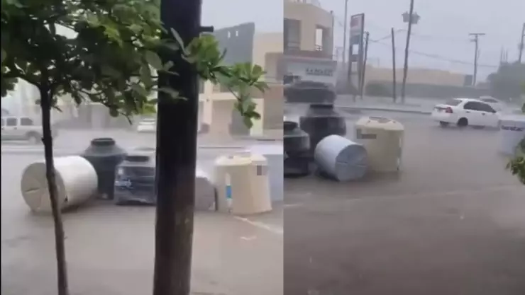 VIDEO: Viralizan carrera de tinacos en Baja California sur tras lluvias