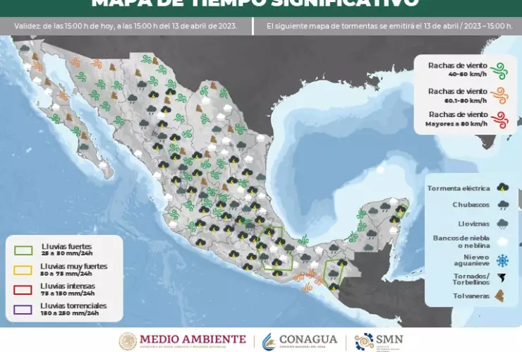 Clima en México 13 de abril