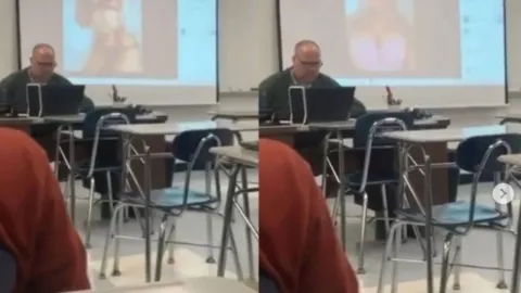 Maestro olvida apagar el proyector y lo cachan viendo mujeres