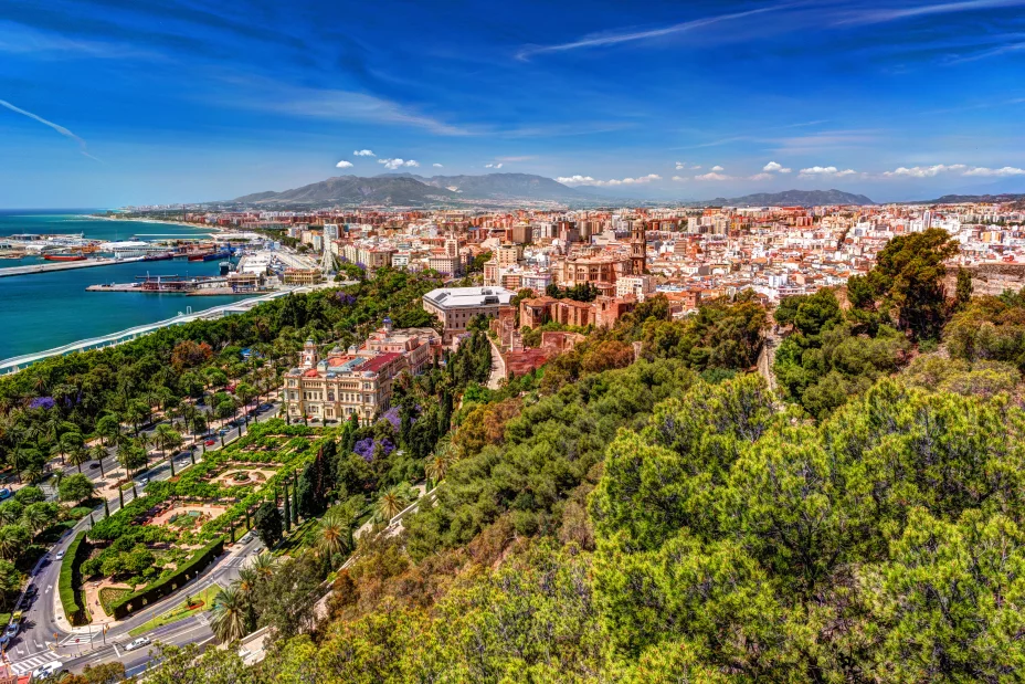 Aerial view of Malaga taken from Gibralfaro castle