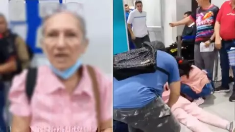 VIDEO: Mujer denuncia falta de medicamentos y minutos después se desploma