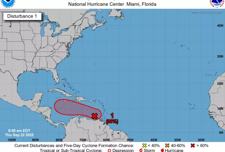 Aumenta probabilidad de desarrollo zona de baja presión en el Caribe
