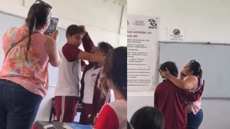 Alumna y maestra terminan de las greñas.