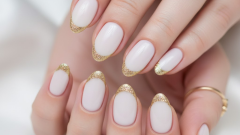 Uñas con dorado Año Nuevo