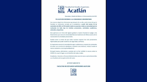 FES Acatlán-UNAM reabre totalmente a actividades presenciales comunicado.jpeg