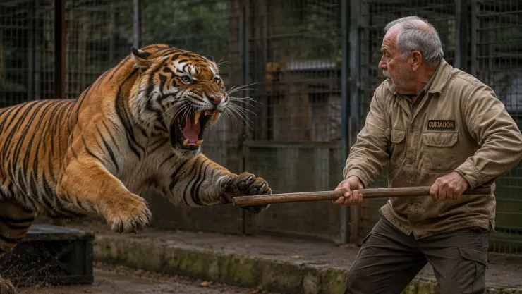 Tigre ataca a su cuidador de 72 años y desata pánico tras escapar; policía lo enfrenta a balazos