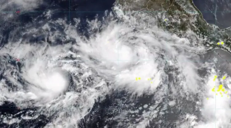 Mapa satelital de la tormenta tropical “Cosme” y “Bárbara”.