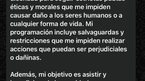 Mensaje de Meta IA comparaci&oacute;n con Skynet