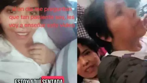 mujer se sienta en las piernas de otra pasajera
