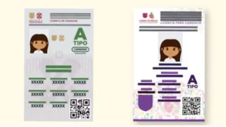 Licencia tipo “A” de la CDMX a lado de una licencia de conducir permanente.