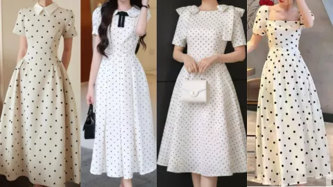 vestidos coreanos con polka dots
