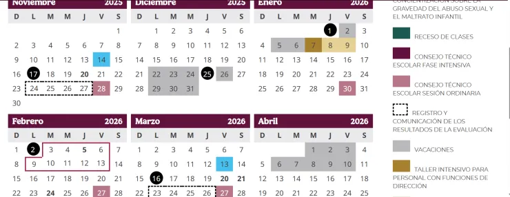 Calendario de clases SEP 2026