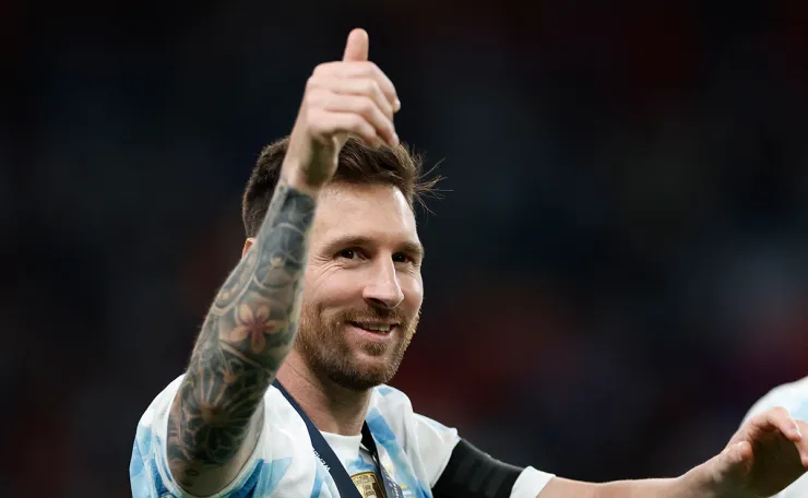 Lionel Messi celebra el triunfo de Argentina ante Italia en la Finalissima