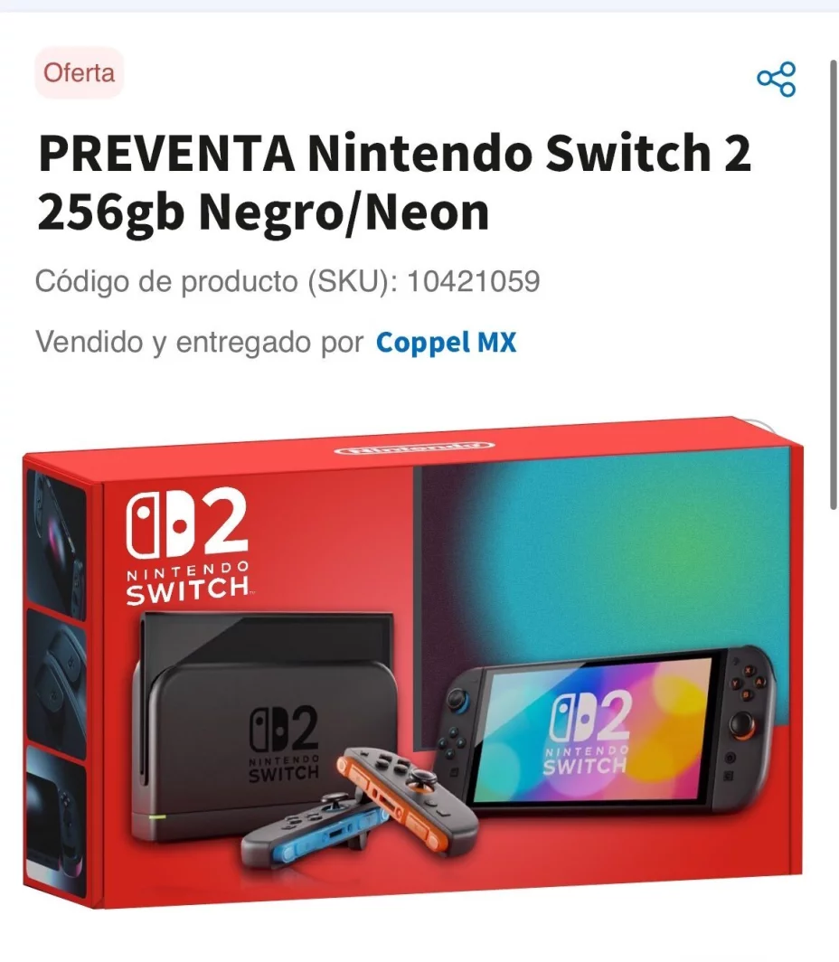Imágen filtrada de la Nintendo Switch 2
