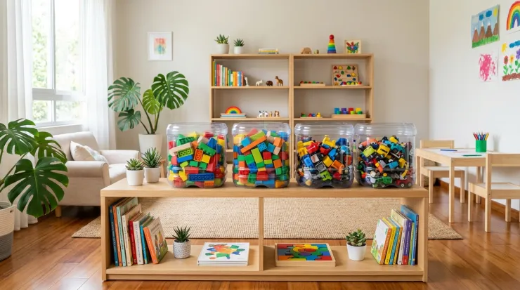 Contenedores de juguetes pequeños o bloques de construcción