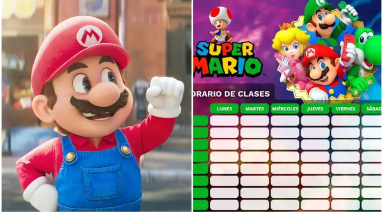 plantillas horarios escolares de super mario bros
