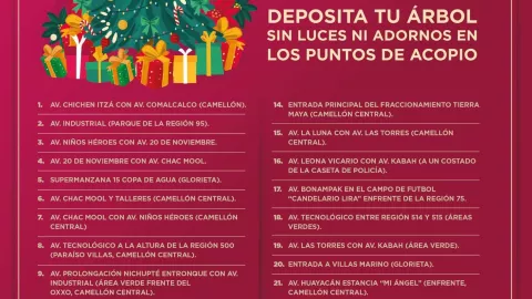 Conoce los lugares donde estarán los centros de acopio en Cancún 2024 para tu árbol de Navidad
