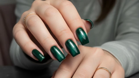 7 diseños de uñas cuadradas con efecto ojo de gato que se ven sofisticadas y son fáciles de hacer