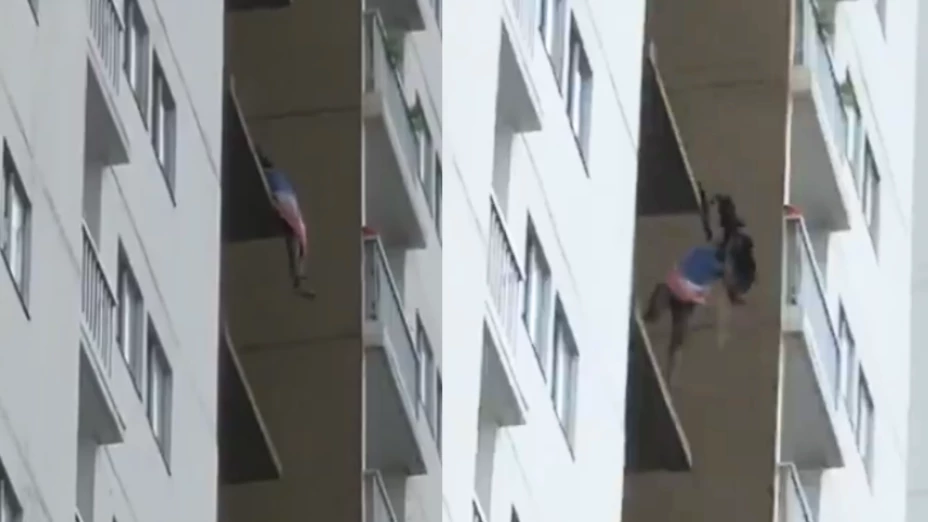 Mujer se cae de un balcón