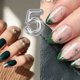 Uñas color verde esmeralda con plata 5 diseños sofisticados que puedes usar en otoño para lucir una manicura juvenil.png