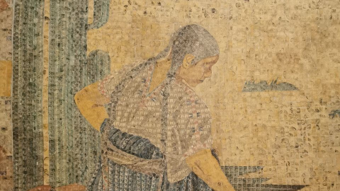 Vista de cerca del mural “La Tarasca”