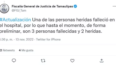 FGJ de Tamaulipas confirmó que unos arrancones terminaron con tres muertos y dos heridos