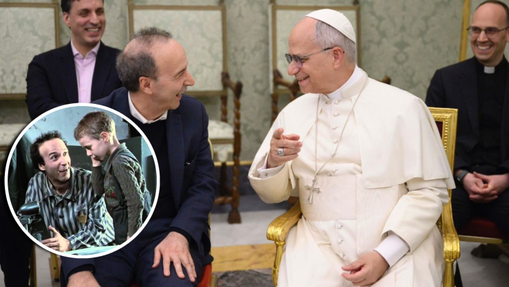 El Papa León XIV y Roberto Benigni conversan sobre San Pedro, Dante y la película ‘La Vida es Bella’ en el Vaticano.webp