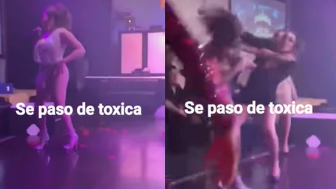 Mujer golpea a bailarina que se acercó a su mesa.