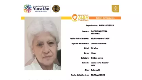 FGE activa Protocolo Alba por sexagenaria desaparecida