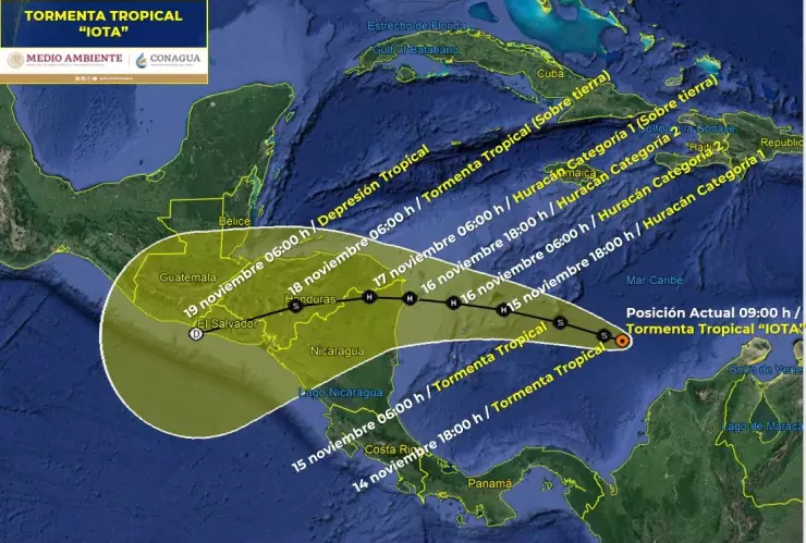 Tormenta tropical Iota amenaza las costas de Nicaragua y Honduras