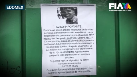 Alumno de secundaria en Neza cayó 5 metros; lo mandaron a poner lona y está grave