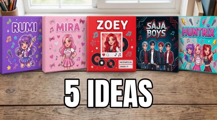 5 ideas para decorar carpetas escolares con personajes de KPop Demon Hunters