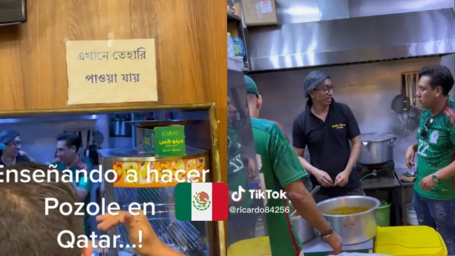 Mexicanos en Qatar se meten hasta la cocina y enseñan a hacer pozole
