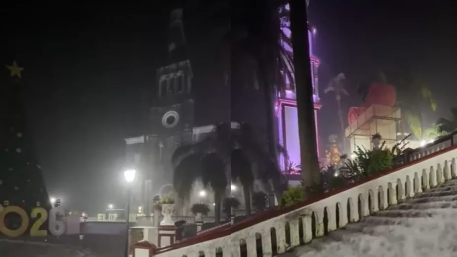 VIDEO: Captan lluvia torrencial en Cuetzalan por impacto del Frente Frío 16 en Puebla; zonas en alerta