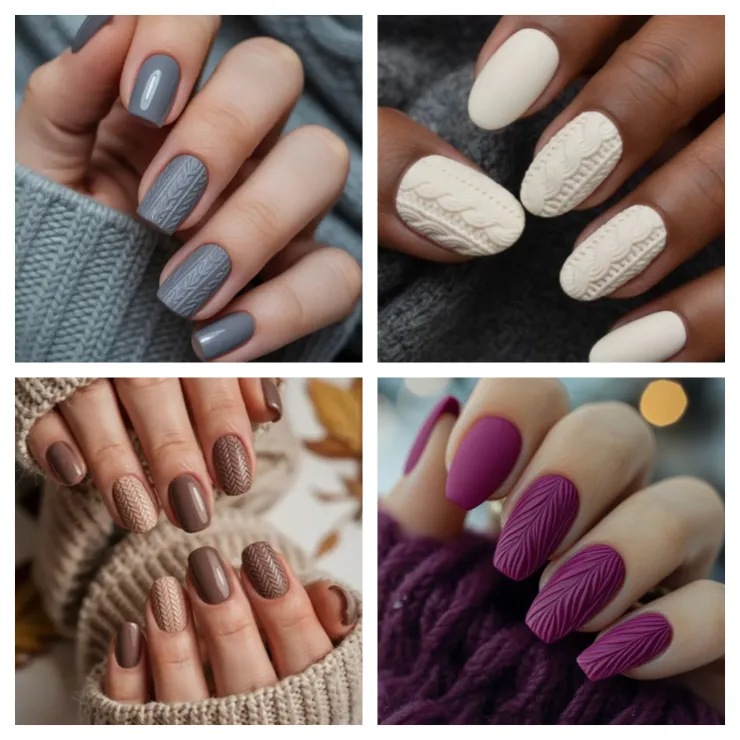 diseños de uñas efecto suéter