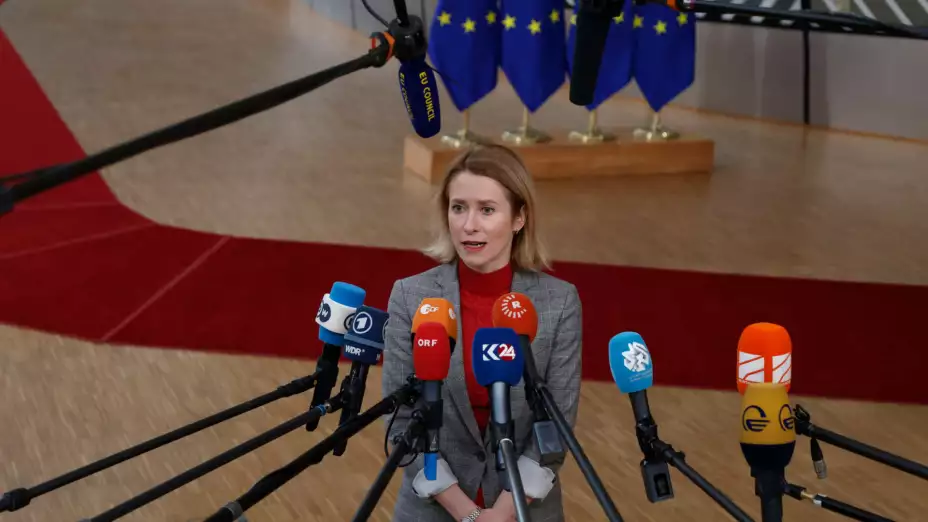La premier de Estonia, Kaja Kallas, en una Cumbre de la UE.