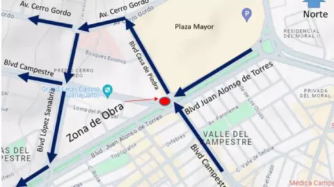 Obras en Juan Alonso de Torres y Campestre León, Guanajuato