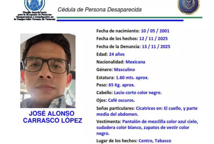 José Alonso desaparecido Tabasco