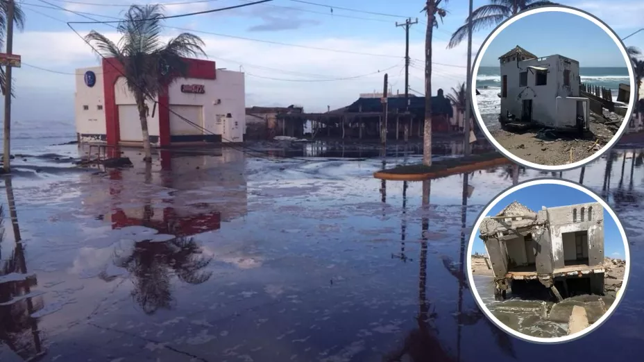 casas inundadas por nivel del mar en Sinaloa