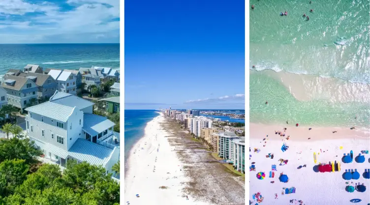 una imagen partida en tres partes con los destinos de Florida.
