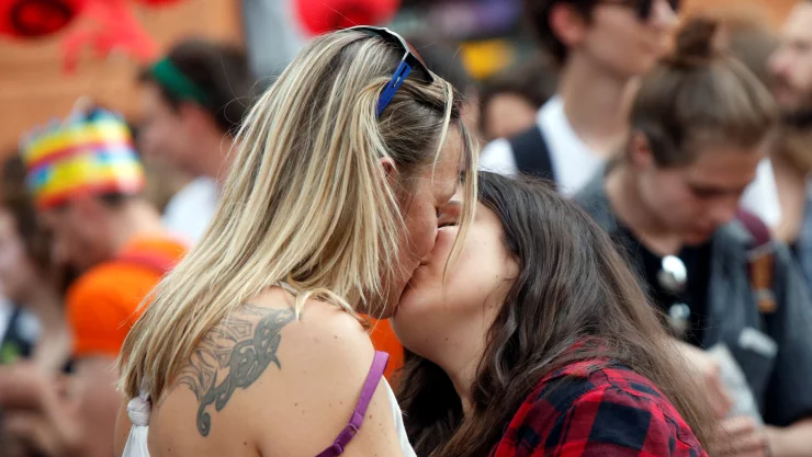 Los asistentes del Desfile del Orgullo Gay en Ljubljana, Eslovenia.