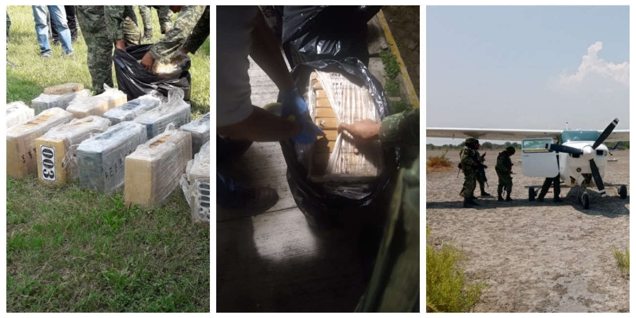 Aseguran aeronave cargada con 312 kilos de cocaína en Chiapas