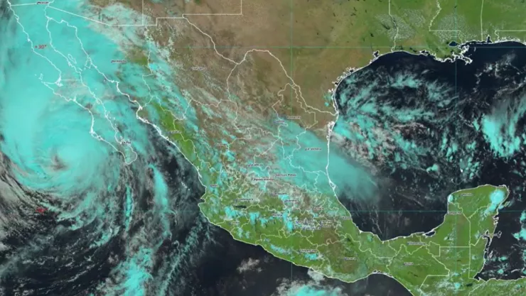 mapa satelital de México muestra que tan cerca está Hilary de toca tierra