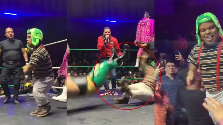 Medio Metro debuta como luchador y es AZOTADO al estilo de KeMonito