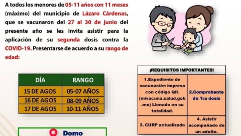 Jornada de vacunación infantil en Lázaro Cárdenas y Tulum
